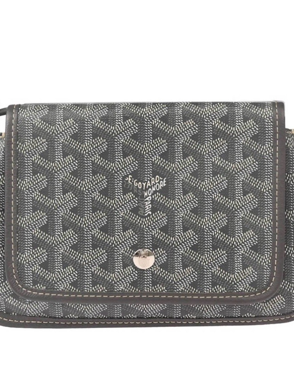Goyard Plumet Clutch Wallet Coated Canvas Gray Shoulder Bag